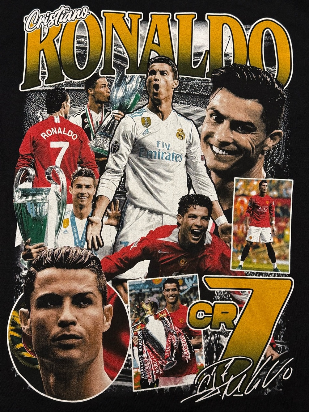 Black Graphic Short Sleeve Tee - Cristiano Ronaldo CR7 Design